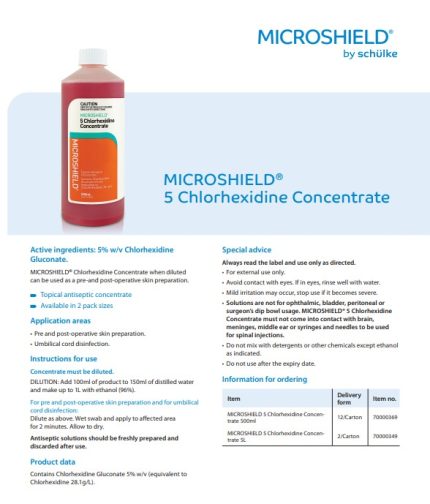 “Schuelke” Microshield5 5% w/v Chlorhexidine Gluconate 500ml  LQ045-S 水劑 Liquid