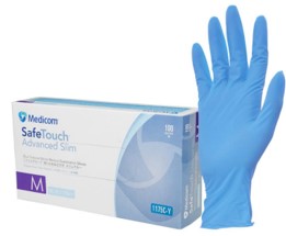 SafeTouch Slim Blue Nitrile P/F Gloves – XS – L 診所用品