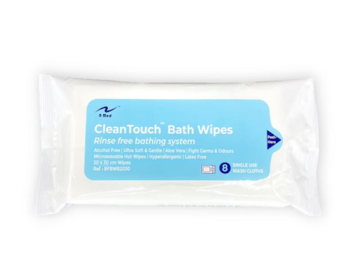 N Medical免沖水沐浴濕巾 (8片/包) CleanTouch Bath Wipes (Alcohol Free) 家居日常