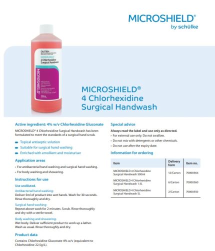 “Schuelke” Microshield 4 Chlorhexidine Surgical Handwash LQ044-S 水劑 Liquid